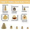 100Pcs 10 Styles Tibetan Styles Alloy Bead Cone & Caps FIND-SP0020-73B-2