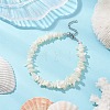 Natural White Mother of Pearl Shell Chip Bead Bracelets for Couple Friendship BJEW-JB11533-01-1