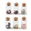 Natural Prehnite /Cultured Freshwater Pearl/Polymer Clay Rhinestone/Natural Amber/Amethyst /Blue Aventurine /Garnet/Rose Quartz  & Iron & Glass Jar Glass Bottles Pendants PALLOY-JF05963-1