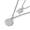 Flat Round & Rectangle with Word Good Luck Pendant Double Layered Necklace NJEW-F298-11P-3