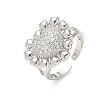 Brass Micro Pave Cubic Zirconia Cuff Open Rings for Women CU-CBA760A-13A-P-4