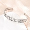 Hollow 304 Stainless Steel Open Cuff Bangles for Women BJEW-F547-02P-1