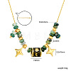 Natural African Turquoise(Jasper) Rondelle Beads and 304 Stainless Steel Enamel Black Column Star Pendant Necklaces for Women WG97891-01-2