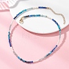 3.5MM Faceted Round Natural Apatite & Kyanite and Potato Natural Pearl Beaded Necklaces with 304 Stainless Steel End Chains NJEW-JN05974-01-1