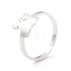 Non-Tarnish Kittens and Puppies 304 Stainless Steel Cuff Ring for Women LS-RJEW-B035-09P-1