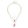 Christmas Iron & Alloy & Resin Bell Pendant Double Layer Necklaces FS-WGA1E78-01-2