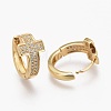 Brass Micro Pave Clear Cubic Zirconia Huggie Hoop Earrings EJEW-L231-48G-2