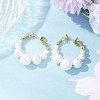 Shell Pearl Beaded Dangle Stud Earrings EJEW-JE06362-01-1