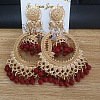 Bohemian Style Alloy Resin Bell with Flat Round Chandelier Earrings FS-WG374F0-02-1