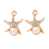 Alloy & ABS Imitation Pearl & Rhinestone Pendants FIND-K030-18E-G-1