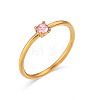 Flat Round 304 Stainless Steel Micro Pave Cubic Zirconia Finger Rings FS-WG2DA17-50-1