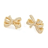 Brass Pave Clear Cubic Zirconia Stud Earrings for Women EJEW-S225-07G-2