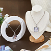 2Pcs 2 Styles Alloy Square Flat Round Locket Pendant Necklaces NJEW-FH0001-33-4