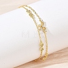Brass Micro Pave Clear Cubic Zirconia Bowknot Link 2-Strand Bracelets KK-CBA6980-19G-3