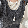 Alloy Irregular Teardrop Pendant Adjustable Black Waxed Cord Necklaces WG2ADC6-01-2