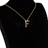 Golden Brass Micro Pave Cubic Zirconia Initial Pendants Necklaces NJEW-S069-JN002-F-2