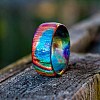 Rainbow Pride Flag Acrylic Finger Rings PW-WG35059-07-1