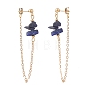 Natural Lapis Lazuli Chip Beads Dangle Stud Earrings for Women X1-EJEW-TA00028-05-3
