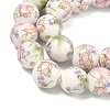 Handmade Flower Printed Porcelain Ceramic Beads Strands PORC-M007-10mm-07-4