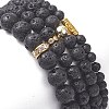 4Pcs 4 Style Column & Round & Flat Round Alloy & Natural Lava Rock & Synthetic Hematite Beaded Stretch Bracelets Set for Women BJEW-JB09366-4