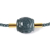 Natural Jadeite Adjustable Cowhide Leather Cord Slider Bracelets with Brass Slider Beads BJEW-N041-06B-2