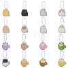 HOBBIESAY 16 Sets 16 Style Cartoon Cute Cat Animal  Acrylic Pendant Decoration with Iron Ball Chain HJEW-HY0001-06-1