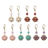 Gemstone & Seed Beads Leverback Dangle Earring for Women EJEW-MZ00725-5