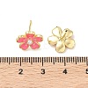 Flower Brass & ABS Plastic Pearl Stud Earrings EJEW-P336-07G-07-5