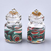 Glass Bottle Pendants GLAA-T001-04F-2