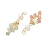 7Pcs 7 Styles Natural Mixed Gemstone with Pearl Dangle Pendants PALLOY-JF05223-3