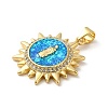 Rack Plating Brass Micro Pave Cubic Zirconia with Synthetic Opal Pendants KK-D088-27G-3
