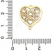 Brass Micro Pave Clear Cubic Zirconia Heart Connector Charms KK-L229-054G-3