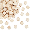 100Pcs Unfinished Wood Faceted Cube Beads WOOD-PA0001-75B-1