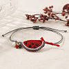 Summer Handmade Woven Watermelon & Glass Bead Charm Bracelets NP8389-3