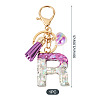 Alloy Resin Heart Keychains KEYC-TADJ0002-01G-R-3