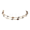 Round Synthetic Non-Magnetic Hematite & Quartz Crystal & Natural Tiger Eye and Glass Twisted Bugle Beaded Necklaces NJEW-JN05726-8