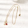 Brass Pave Clear and Red Cubic Zirconia Cherry Pendant 304 Stainless Steel Cable Chain Necklaces for Women NJEW-H092-05G-1