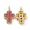 Brass Micro Pave Clear Cubic Zirconia Pendants ZIRC-F135-24G-A-2