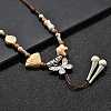Ethnic Style Alloy & Porcelain Ceramic Beads Butterfly Pendant Tassel Y Necklaces NJEW-D308-01D-5