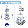 2Pcs Flat Round Glass Turkish Blue Evil Eye Pendant Decoration HJEW-DC0001-09-2