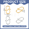 60Pcs 2 Colors 304 Stainless Steel S-Hook Clasps STAS-UN0063-31-3