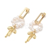 Bowknot Brass Rhinestone Dangle Stud Earrings EJEW-JE07065-4