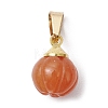Natural Red Aventurine Pumpkin Charms with Golden Tone 304 Stainless Steel Snap on Bails PALLOY-JF02349-01-3