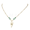 Brass Pave Cubic Zirconia Evil Eye Heart Pendant 304 Stainless Steel Satellite Chain Necklaces for Women NJEW-JN05803-02-2