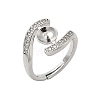 Brass Micro Pave Cubic Zirconia Cup Peg Ring Settings KK-B166-04P-1