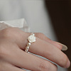 Flower Shell Pearl with Natural Freshwater Pearl Rice Beaded Finger Rings for Women FS-WGB4426-02-2