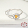 Rhodium Plated 925 Sterling Silver Daisy Flower Finger Ring for Women KN3229-1-2