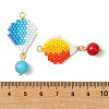 304 Stainless Steel & Glass Cylinder Seed Beads & Glass Pendnats PALLOY-MZ01446-3