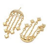 Cubic Zirconia Double Horn with Star Chandelier Earrings EJEW-G341-09G-2