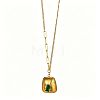 304 Stainless Steel Pave Green Cubic Zirconia Pendant Necklaces WG5E316-01-2
